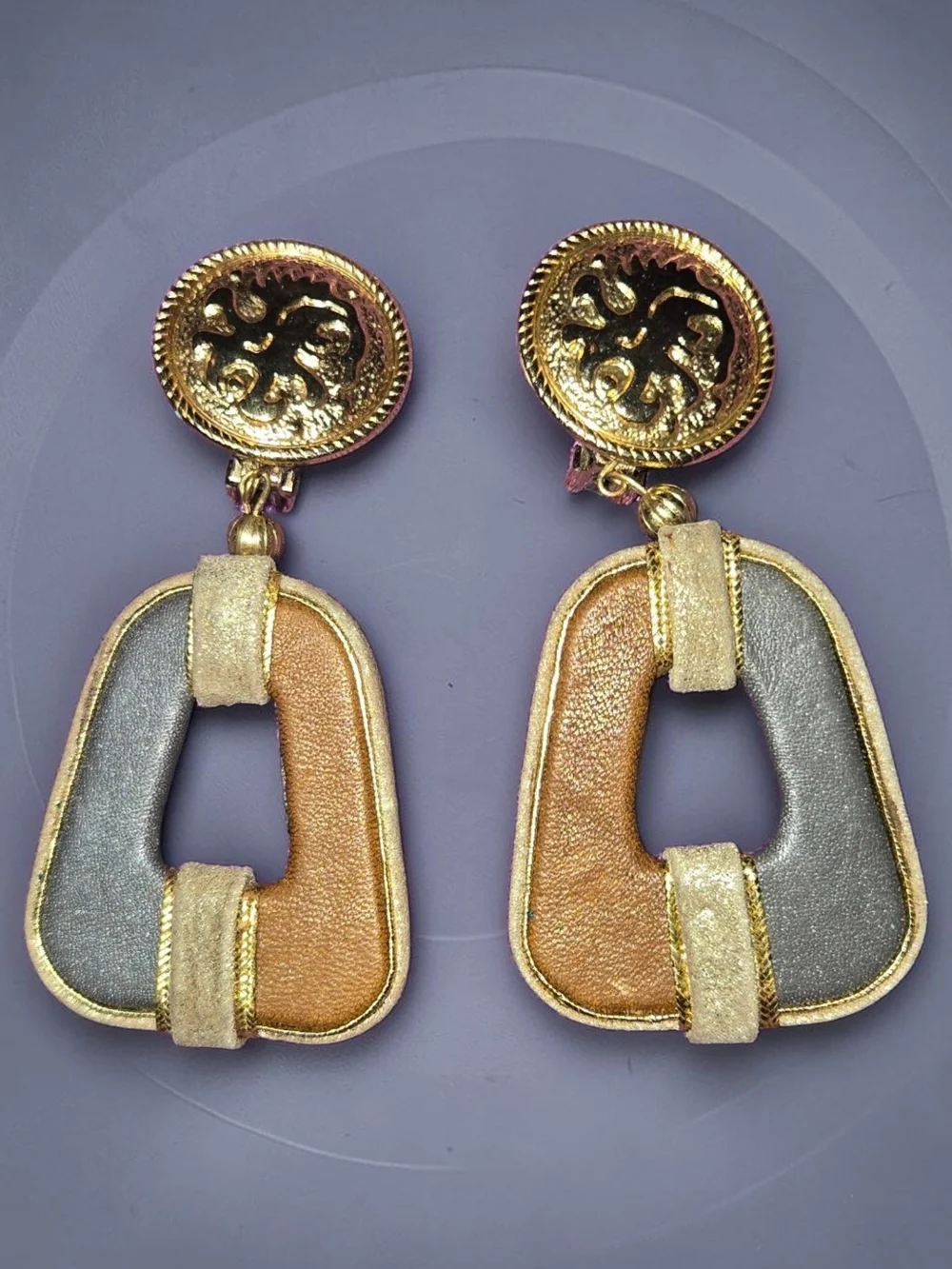 Vintage Gold-Tone Color Drop Clip On Earrings - Unbranded